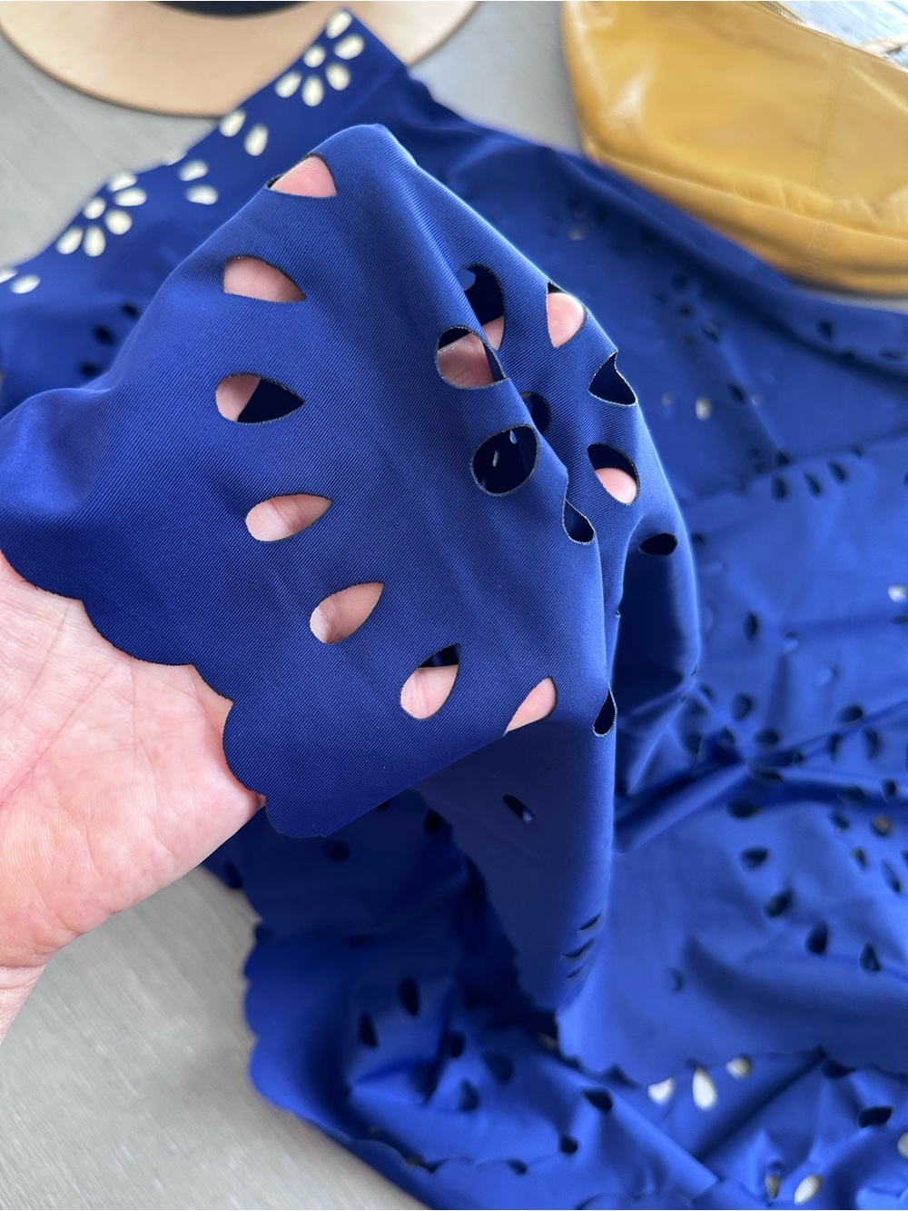 TWO FOR ONE! Women’s Royal Blue Eyelet Swimsuit with matching Skirt Cover Up - Picture 7 of 11